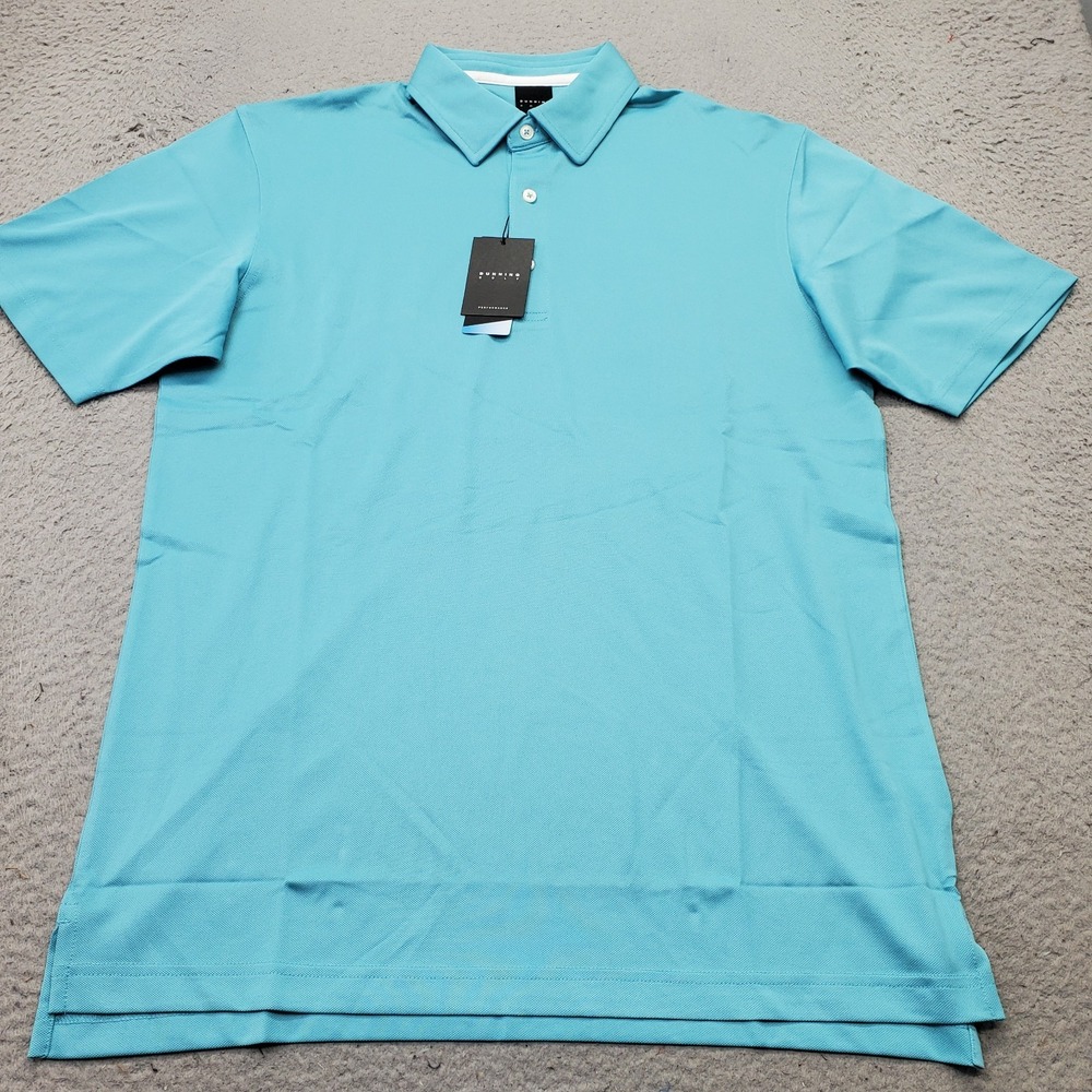 Dunning CoolMax Belize Golf Polo Shirt Mens M Blue Performance Stretch Popover